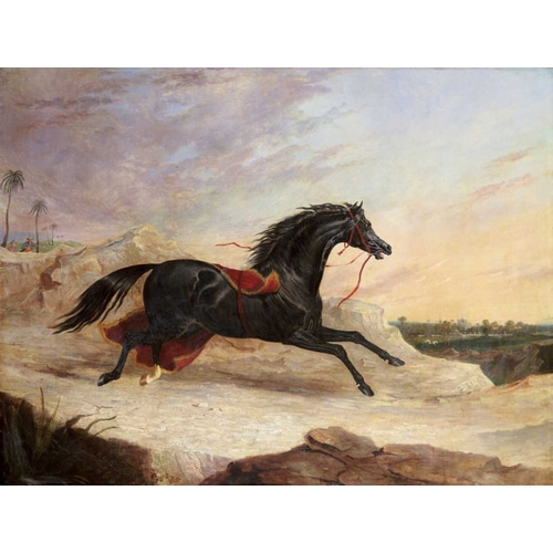 Arabs Chasing a Loose Arab Horse In An Eastern Landscape
