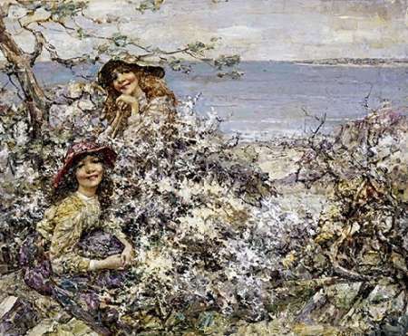 Two Girls Among Blossom, Brighouse Bay
