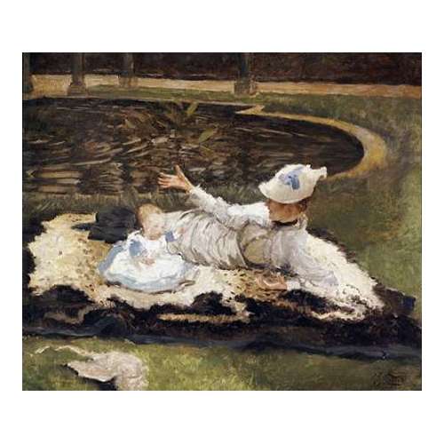 Mrs Newton With a Child By a Pool
