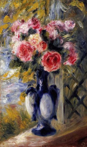 Roses In a Blue Vase