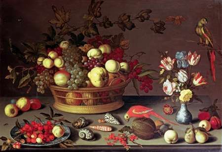 A Basket of Grapes and Other Fruit