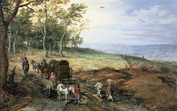 A Wooded Landscape with Travelers