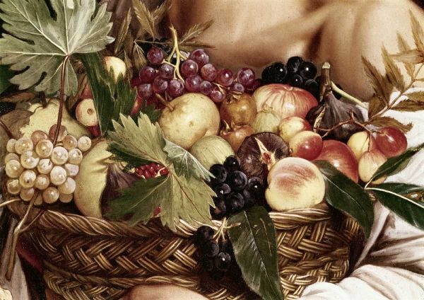 Boy With Basket of Fruit - Detail