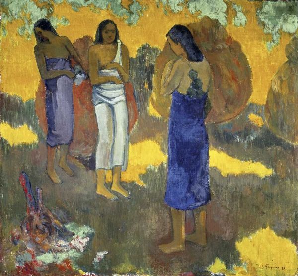 Three Tahitian Women Against a Yellow Background, - Trois Tahitiennes sur un Fond Jaune