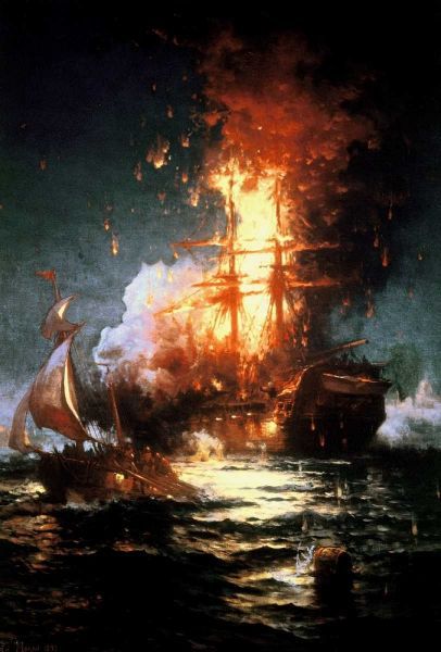 Burning of the Frigate Philadelphia Tripoli Harbor, Feb 16, 1804