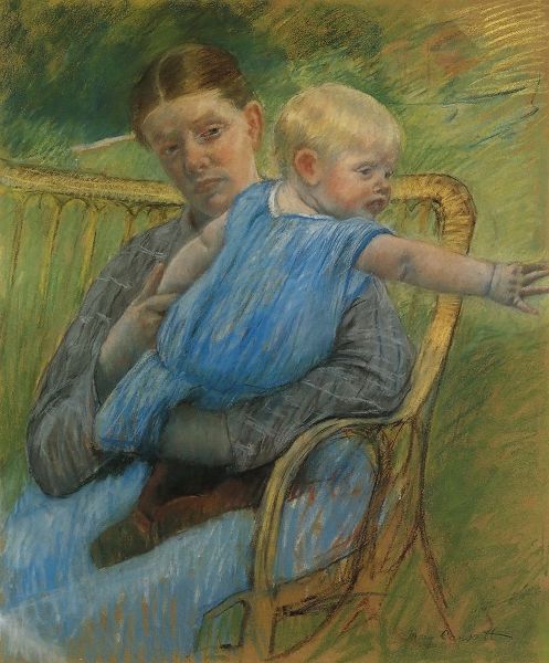 Mathilde Holding A Baby Who Reaches Out To The Right 1889