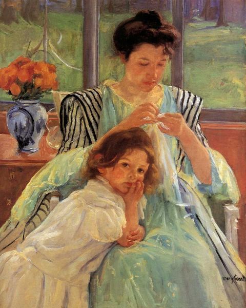 Young Mother Sewing 1900