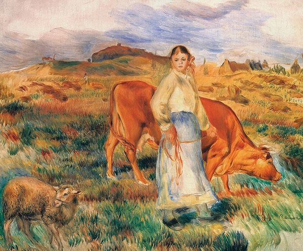 Shepherdess With Cow And Ewe