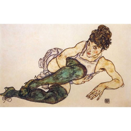 Reclining Woman With Green Stockings