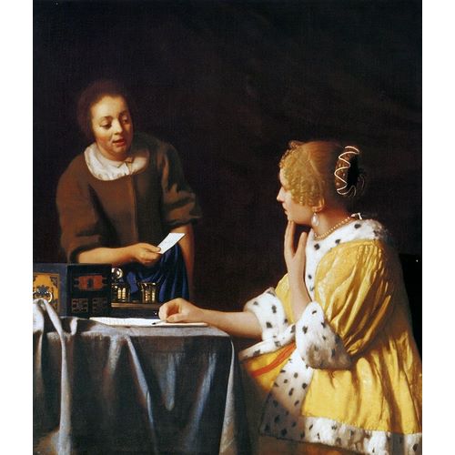 Lady With A Maidservant Holding A Letter