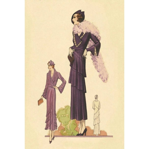 Modern Violet Dress with Boa