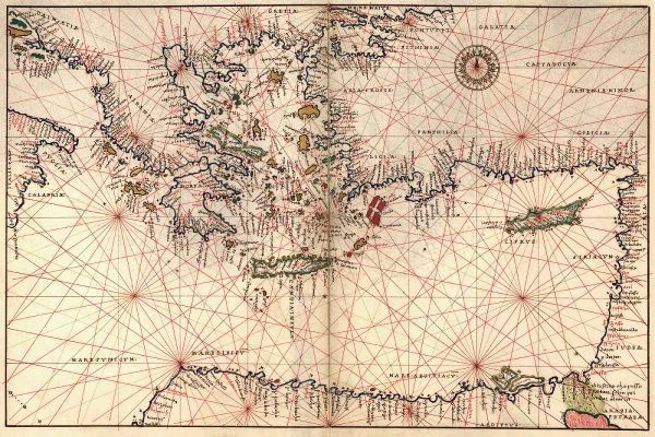 Portolan or Navigational Map of Greece, the Mediterranean and the Levant