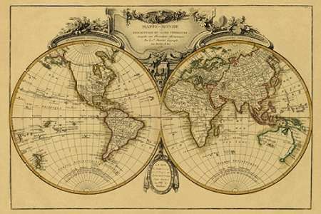 Mappemonde, 1782 - Tea Stained