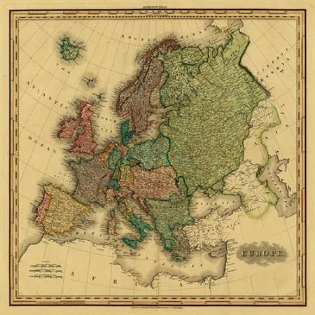 Europe, 1823 - Tea Stained