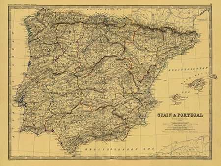 Spain, Portugal, 1861 - Tea Stained
