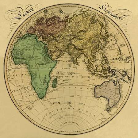 Eastern Hemisphere, 1831 - Tea Stained
