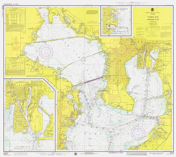 Nautical Chart - Tampa Bay - Northern Part ca. 1975