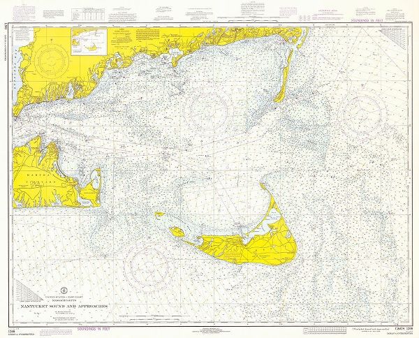 Nautical Chart - Nantucket Sound and Approaches ca. 1973