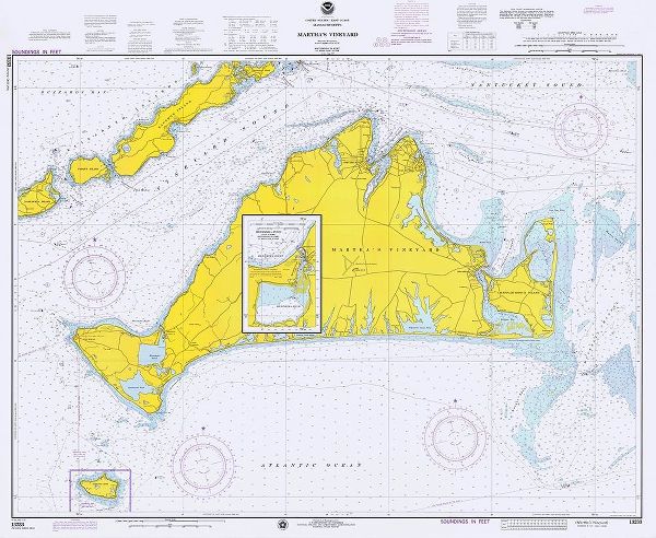 Nautical Chart - Marthas Vineyard ca. 1975