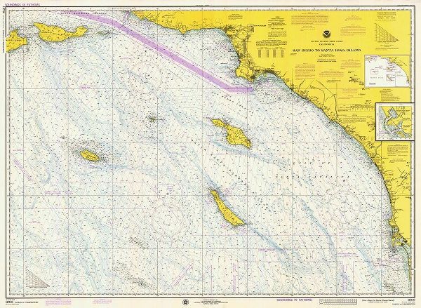 Nautical Chart - San Diego to Santa Rosa Island ca. 1975