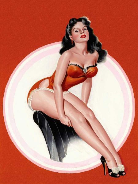 Mid-Century Pin-Ups - Eyeful Magazine - Brunette in a Red Bathing suit