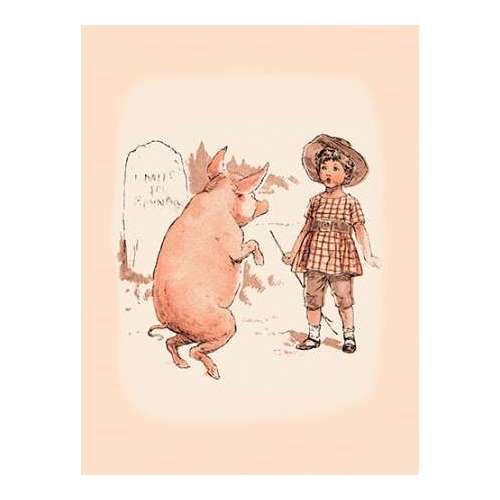 Pigs and Pork: Pig on Hind Legs and Little Girl