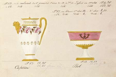 Cafetiere et bol, ca. 1800-1820