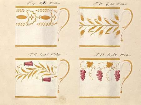 Quatre tasses, modeles: 9,10,11 et 12, ca. 1800-1820