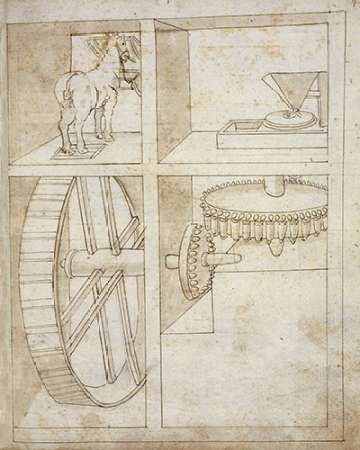 Folio 43: mill powered by horse