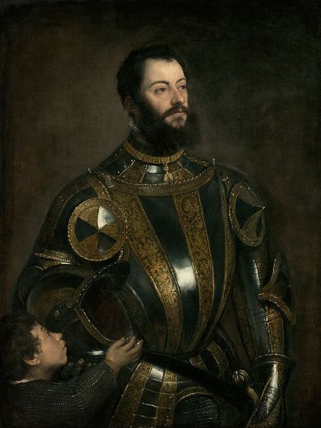 Portrait of Alfonso dAvalos, Marchese del Vasto, in Armor with a Page