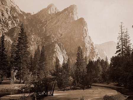 Further Up the Valley, The Three Brothers, the highest, 3,830 ft., Yosemite, California, 1866