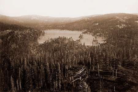 Dams and Lake, Nevada County, California, Distant View, about 1871