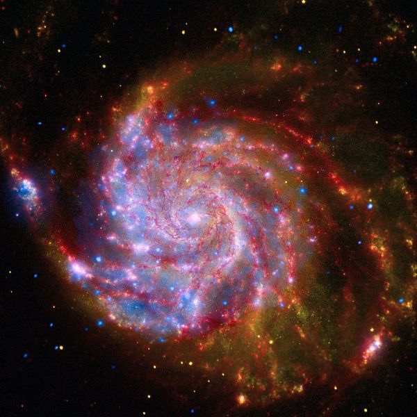 Spitzer-Hubble-Chandra Composite of M101