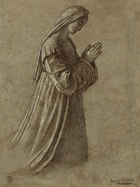 Study of the Virgin (recto); Study of the Virgin and of Hands (verso)