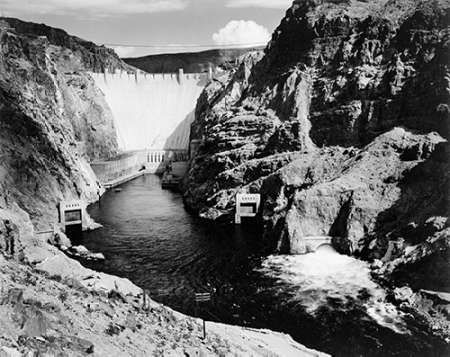 Hoover Dam from Across the Colorado River - National Parks and Monuments, 1941