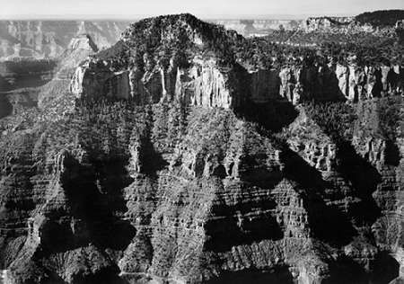Close-in view taken from opVintageite of cliff formation, high horizon, Grand Canyon National Park,
