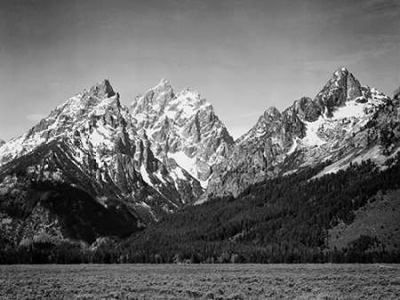 Grassy valley and snow covered peaks, Grand Teton National Park, Wyoming, 1941