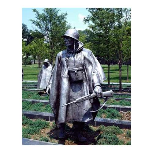 Stainless-steel trooper on patrol at the Korean War Veterans Memorial, Washington, D.C.