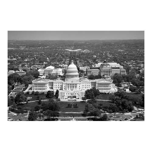 Aerial view, United States Capitol building, Washington, D.C. - Black and White Variant