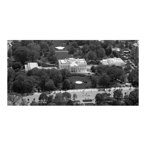 Aerial view of the White House, Washington, D.C. - Black and White Variant
