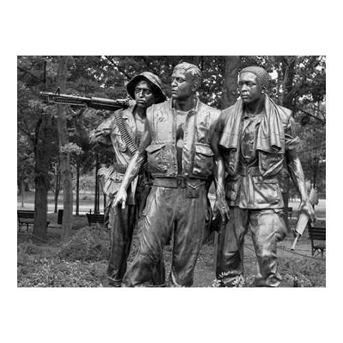 Vietnam memorial soldiers by Frederick Hart, Washington, D.C. - Black and White Variant