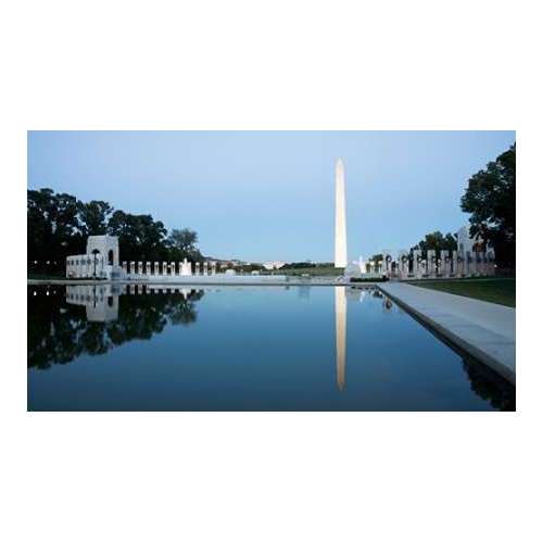 Reflecting pool on the National Mall with the Washington Monument reflected, Washington, D.C. - Vint