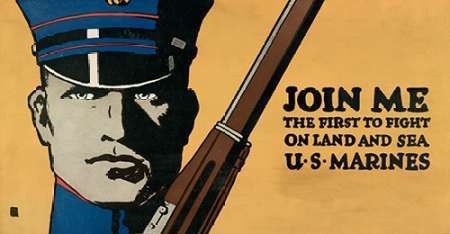 Join me - the first to fight on land and sea - U.S. Marines, 1914/1918