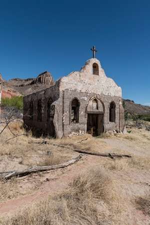 Abandoned movie set along the Rio Grande River in Big Bend Ranch State Park in lower Brewster County