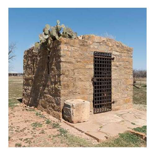 Restored civil jail at Fort Griffin townsite, near frontier Vintaget Fort Griffin in Shackelford C