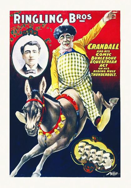 Ringling Bros - Crandall And His Comic Burlesque Equestrian Act On His Riding Mule Thunderbolt