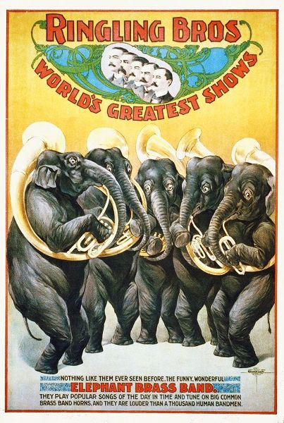Ringling Bros - Worlds Greatest Shows - The Funny, Wonderful Elephant Brass Band - 1899