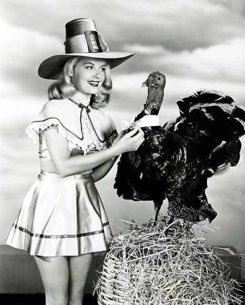 Doris Day with a Thanksgiving Turkey