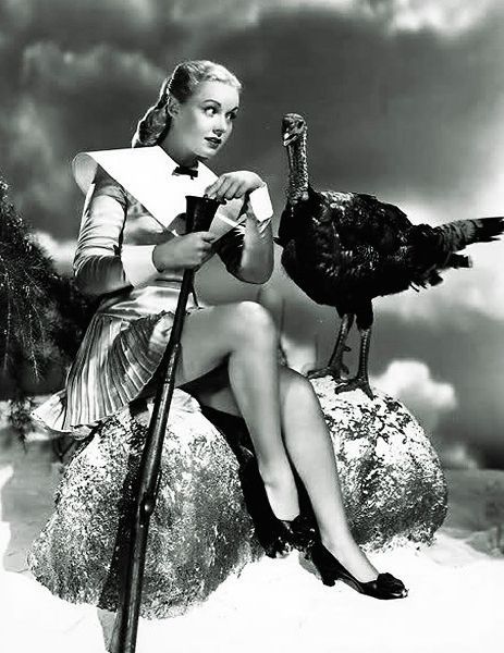 Doris Day with a Thanksgiving Turkey