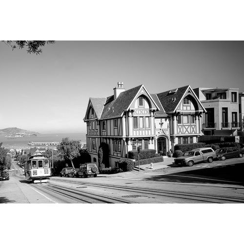 Cable car ascends hill San Francisco California